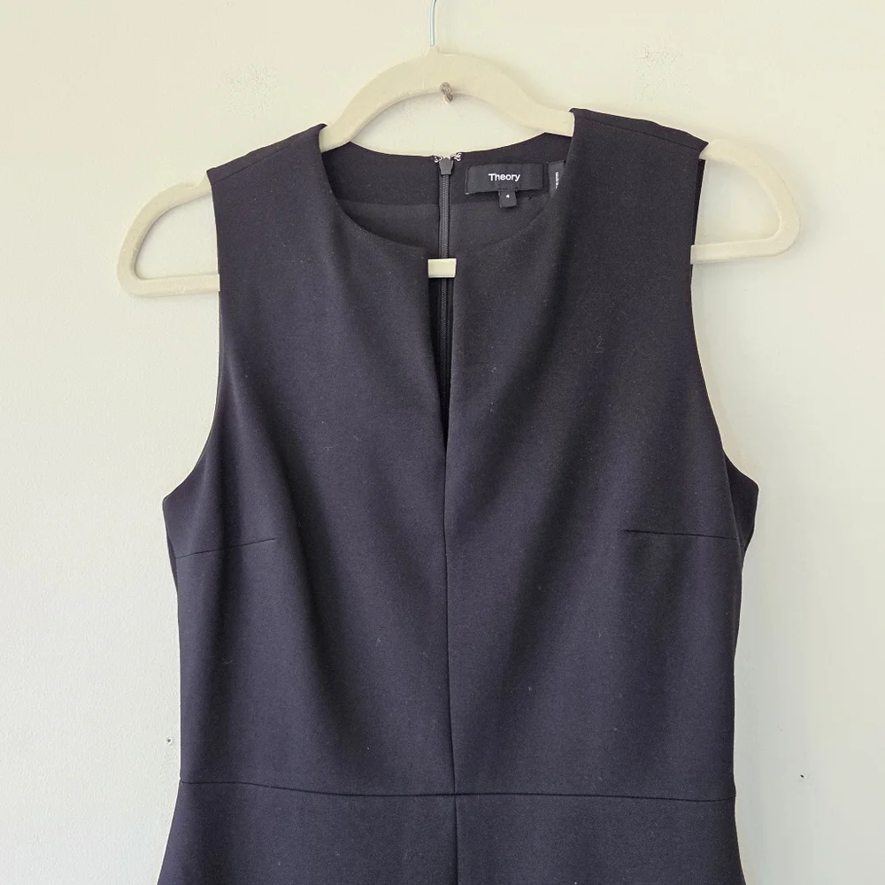 Theory Miyani Midi Dress In Polished Ponte Black Size 4 - Picture 3 of 6